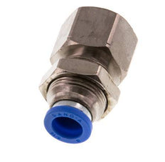 8mm x G1/4'' Push-in Fitting with Female Threads Brass/PA 66 NBR Bulkhead [2 Pieces]