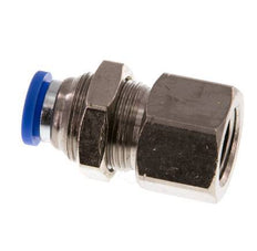 8mm x G1/4'' Push-in Fitting with Female Threads Brass/PA 66 NBR Bulkhead [2 Pieces]