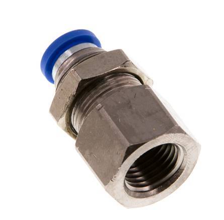 8mm x G1/4'' Push-in Fitting with Female Threads Brass/PA 66 NBR Bulkhead [2 Pieces]
