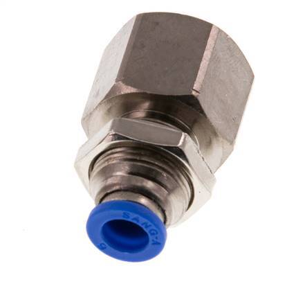 6mm x G3/8'' Push-in Fitting with Female Threads Brass/PA 66 NBR Bulkhead [2 Pieces]