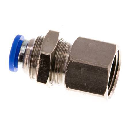 8mm x G3/8'' Push-in Fitting with Female Threads Brass/PA 66 NBR Bulkhead [2 Pieces]