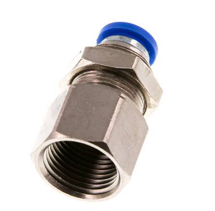 8mm x G3/8'' Push-in Fitting with Female Threads Brass/PA 66 NBR Bulkhead [2 Pieces]