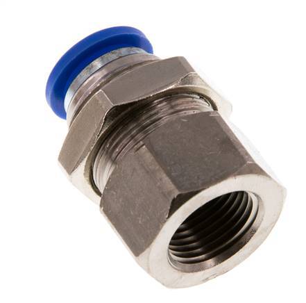 12mm x G3/8'' Push-in Fitting with Female Threads Brass/PA 66 NBR Bulkhead