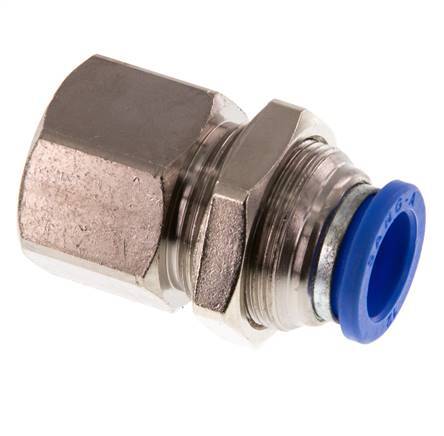 12mm x G1/2'' Push-in Fitting with Female Threads Brass/PA 66 NBR Bulkhead