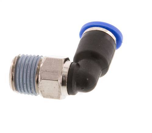 4mm x R1/8'' 90deg Elbow Push-in Fitting with Male Threads Brass/PA 66 NBR Short Sleeve Rotatable [5 Pieces]