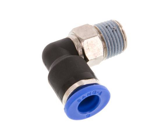 6mm x R1/8'' 90deg Elbow Push-in Fitting with Male Threads Brass/PA 66 NBR Short Sleeve Rotatable [2 Pieces]