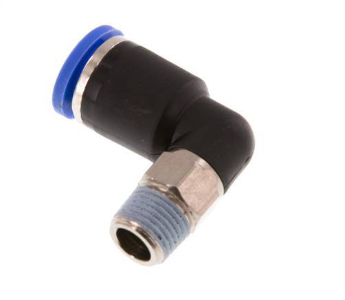 8mm x R1/8'' 90deg Elbow Push-in Fitting with Male Threads Brass/PA 66 NBR Short Sleeve Rotatable [2 Pieces]