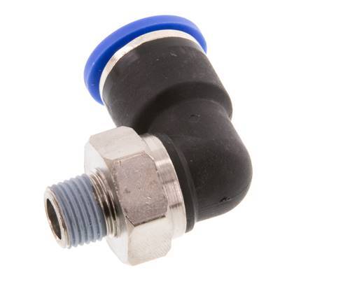 10mm x R1/8'' 90deg Elbow Push-in Fitting with Male Threads Brass/PA 66 NBR Short Sleeve Rotatable [2 Pieces]
