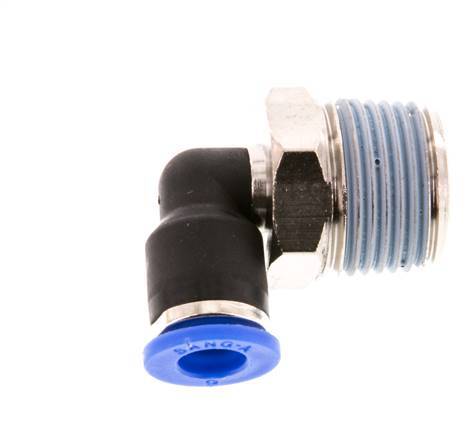 6mm x R3/8'' 90deg Elbow Push-in Fitting with Male Threads Brass/PA 66 NBR Short Sleeve Rotatable [2 Pieces]