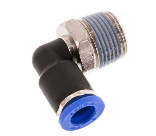 8mm x R3/8'' 90deg Elbow Push-in Fitting with Male Threads Brass/PA 66 NBR Short Sleeve Rotatable [2 Pieces]