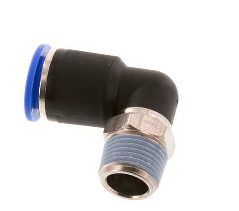 12mm x R3/8'' 90deg Elbow Push-in Fitting with Male Threads Brass/PA 66 NBR Short Sleeve Rotatable [2 Pieces]