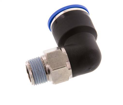 16mm x R3/8'' 90deg Elbow Push-in Fitting with Male Threads Brass/PA 66 NBR Short Sleeve Rotatable
