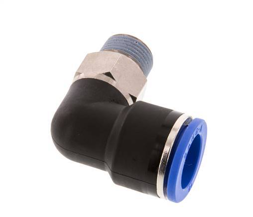16mm x R3/8'' 90deg Elbow Push-in Fitting with Male Threads Brass/PA 66 NBR Short Sleeve Rotatable