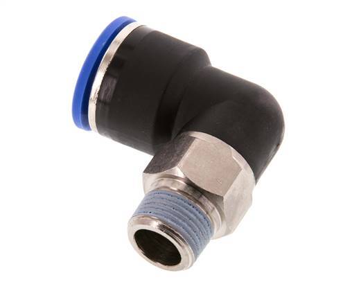 16mm x R3/8'' 90deg Elbow Push-in Fitting with Male Threads Brass/PA 66 NBR Short Sleeve Rotatable