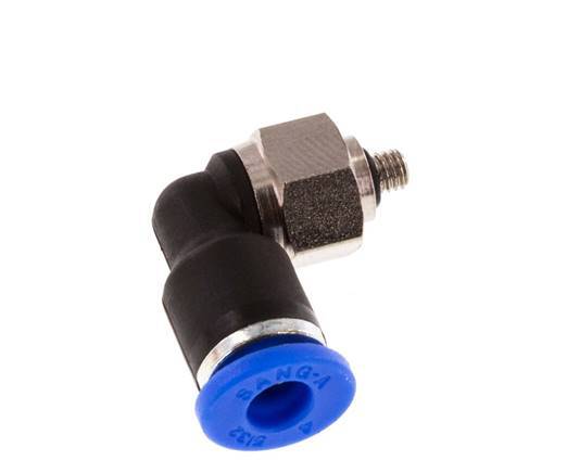 4mm x M 3 90deg Elbow Push-in Fitting with Male Threads Brass/PA 66 NBR Short Sleeve Rotatable [2 Pieces]