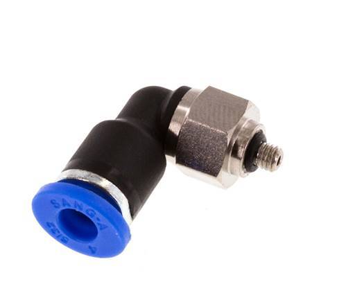 4mm x M 3 90deg Elbow Push-in Fitting with Male Threads Brass/PA 66 NBR Short Sleeve Rotatable [2 Pieces]