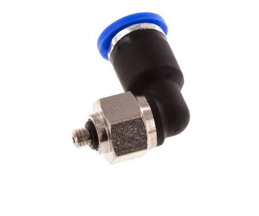 4mm x M 3 90deg Elbow Push-in Fitting with Male Threads Brass/PA 66 NBR Short Sleeve Rotatable [2 Pieces]