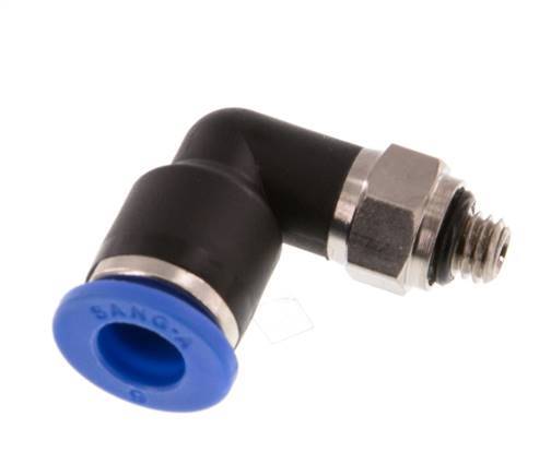 6mm x M 5 90deg Elbow Push-in Fitting with Male Threads Brass/PA 66 NBR Rotatable [2 Pieces]