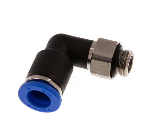 8mm x G1/8'' 90deg Elbow Push-in Fitting with Male Threads Brass/PA 66 NBR Rotatable [2 Pieces]