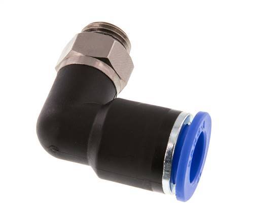 12mm x G1/4'' 90deg Elbow Push-in Fitting with Male Threads Brass/PA 66 NBR Rotatable [2 Pieces]