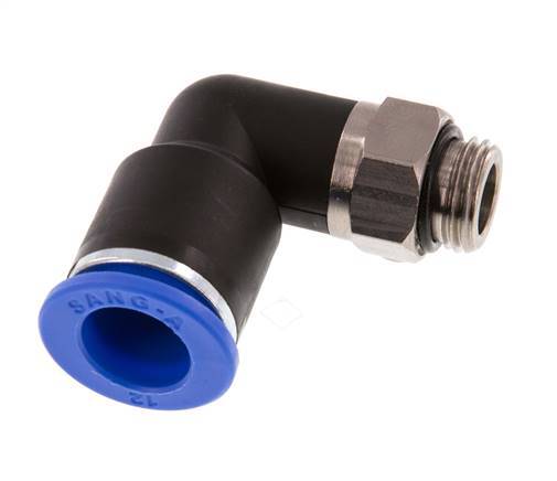 12mm x G1/4'' 90deg Elbow Push-in Fitting with Male Threads Brass/PA 66 NBR Rotatable [2 Pieces]