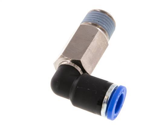 8mm x R1/4'' 90deg Elbow Push-in Fitting with Male Threads Brass/PA 66 NBR Long Sleeve Rotatable [2 Pieces]