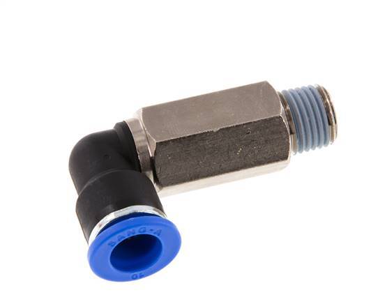 10mm x R1/4'' 90deg Elbow Push-in Fitting with Male Threads Brass/PA 66 NBR Long Sleeve Rotatable [2 Pieces]