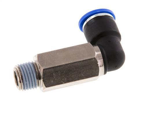 10mm x R1/4'' 90deg Elbow Push-in Fitting with Male Threads Brass/PA 66 NBR Long Sleeve Rotatable [2 Pieces]