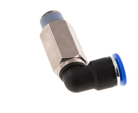 10mm x R1/4'' 90deg Elbow Push-in Fitting with Male Threads Brass/PA 66 NBR Long Sleeve Rotatable [2 Pieces]