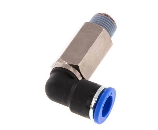 10mm x R1/4'' 90deg Elbow Push-in Fitting with Male Threads Brass/PA 66 NBR Long Sleeve Rotatable [2 Pieces]