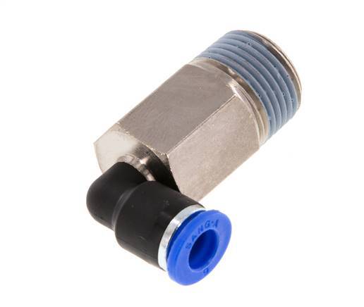 6mm x R3/8'' 90deg Elbow Push-in Fitting with Male Threads Brass/PA 66 NBR Long Sleeve Rotatable [2 Pieces]