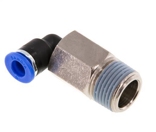 6mm x R3/8'' 90deg Elbow Push-in Fitting with Male Threads Brass/PA 66 NBR Long Sleeve Rotatable [2 Pieces]