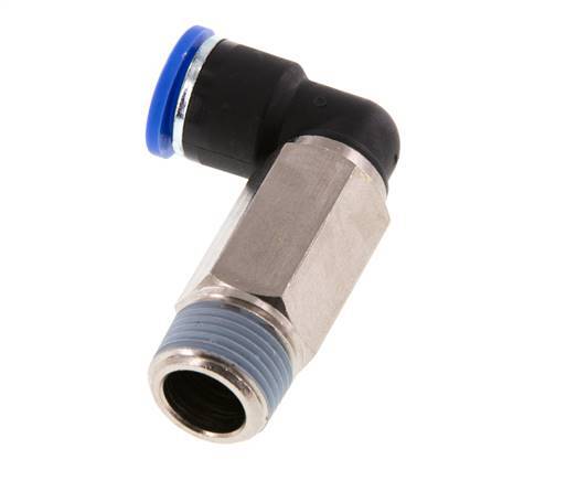 10mm x R3/8'' 90deg Elbow Push-in Fitting with Male Threads Brass/PA 66 NBR Long Sleeve Rotatable [2 Pieces]