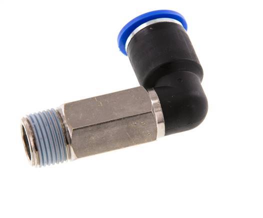 12mm x R3/8'' 90deg Elbow Push-in Fitting with Male Threads Brass/PA 66 NBR Long Sleeve Rotatable