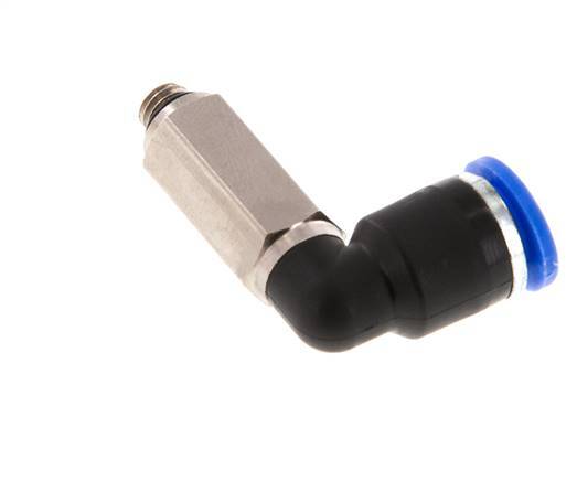 6mm x M 5 90deg Elbow Push-in Fitting with Male Threads Brass/PA 66 NBR Long Sleeve Rotatable [2 Pieces]