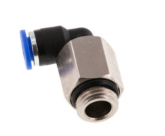 6mm x G1/4'' 90deg Elbow Push-in Fitting with Male Threads Brass/PA 66 NBR Long Sleeve Rotatable [2 Pieces]