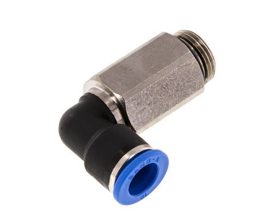 10mm x G3/8'' 90deg Elbow Push-in Fitting with Male Threads Brass/PA 66 NBR Long Sleeve Rotatable [2 Pieces]