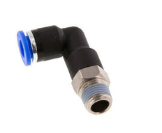 6mm x R1/8'' 90deg Elbow Push-in Fitting with Male Threads Brass/PA 66 NBR Long Body Rotatable [5 Pieces]