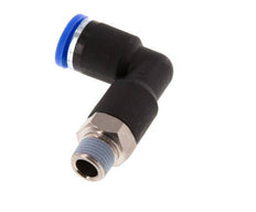 8mm x R1/8'' 90deg Elbow Push-in Fitting with Male Threads Brass/PA 66 NBR Long Body Rotatable [2 Pieces]