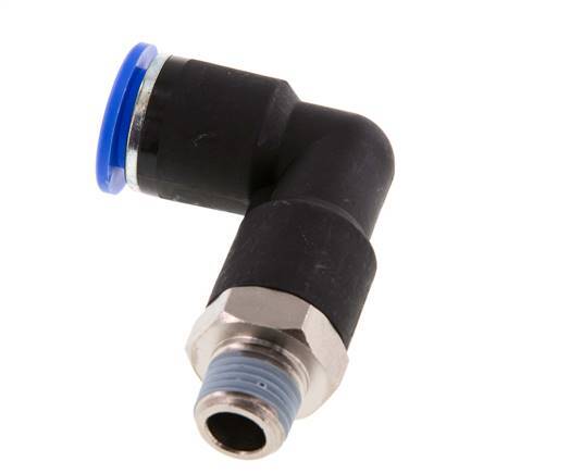 12mm x R1/4'' 90deg Elbow Push-in Fitting with Male Threads Brass/PA 66 NBR Long Body Rotatable [2 Pieces]