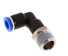 8mm x R3/8'' 90deg Elbow Push-in Fitting with Male Threads Brass/PA 66 NBR Long Body Rotatable [2 Pieces]