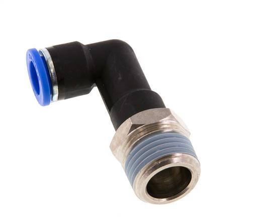 10mm x R1/2'' 90deg Elbow Push-in Fitting with Male Threads Brass/PA 66 NBR Long Body Rotatable [2 Pieces]