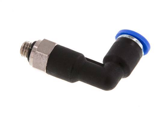 4mm x M 5 90deg Elbow Push-in Fitting with Male Threads Brass/PA 66 NBR Long Body Rotatable [2 Pieces]