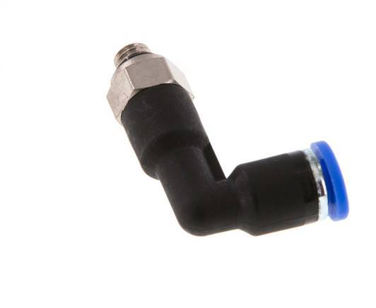 4mm x M 5 90deg Elbow Push-in Fitting with Male Threads Brass/PA 66 NBR Long Body Rotatable [2 Pieces]