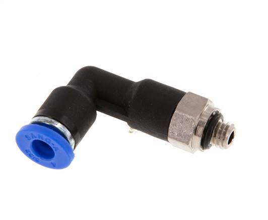 4mm x M 5 90deg Elbow Push-in Fitting with Male Threads Brass/PA 66 NBR Long Body Rotatable [2 Pieces]