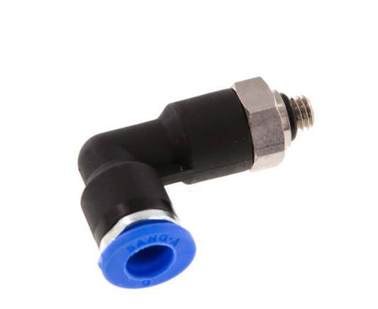 6mm x M 5 90deg Elbow Push-in Fitting with Male Threads Brass/PA 66 NBR Long Body Rotatable [2 Pieces]