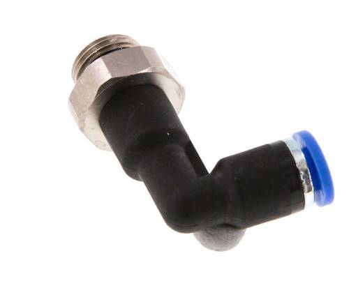 4mm x G1/8'' 90deg Elbow Push-in Fitting with Male Threads Brass/PA 66 NBR Long Body Rotatable [5 Pieces]
