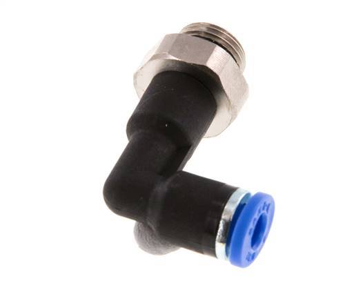 4mm x G1/8'' 90deg Elbow Push-in Fitting with Male Threads Brass/PA 66 NBR Long Body Rotatable [5 Pieces]
