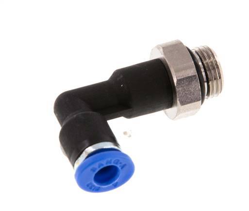 4mm x G1/8'' 90deg Elbow Push-in Fitting with Male Threads Brass/PA 66 NBR Long Body Rotatable [5 Pieces]