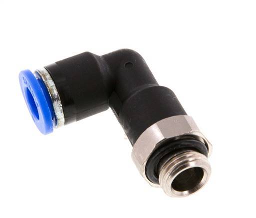 6mm x G1/8'' 90deg Elbow Push-in Fitting with Male Threads Brass/PA 66 NBR Long Body Rotatable [5 Pieces]